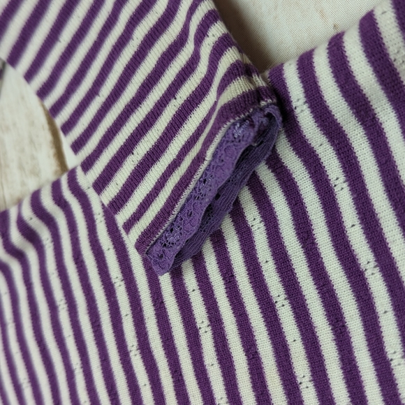 Mini Boden Purple Pointelle Striped Shirt 2-3Y - Picture 3 of 6